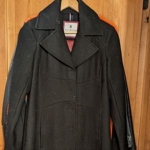 Black Tommy Hilfiger mid length wool coat